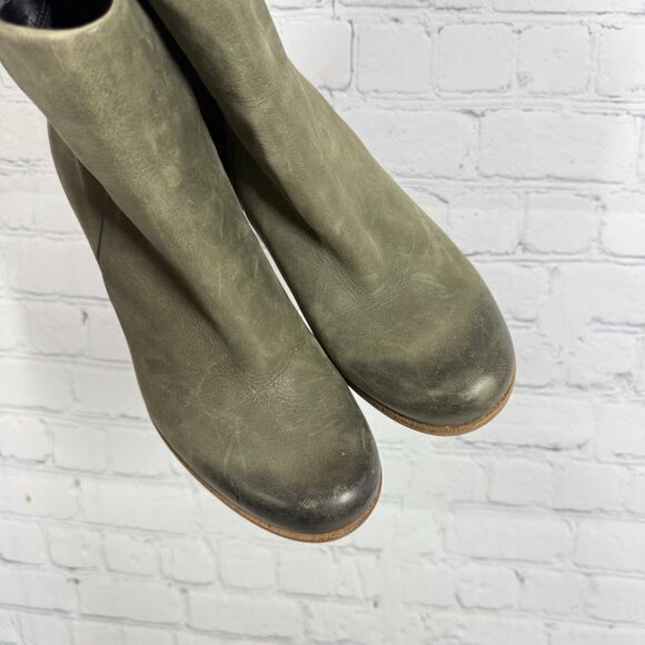 Ecco Ankle Heel Booties Women Size 7.5 US 38 EU Green Distressed Leather Shoes - Picture 14 of 15